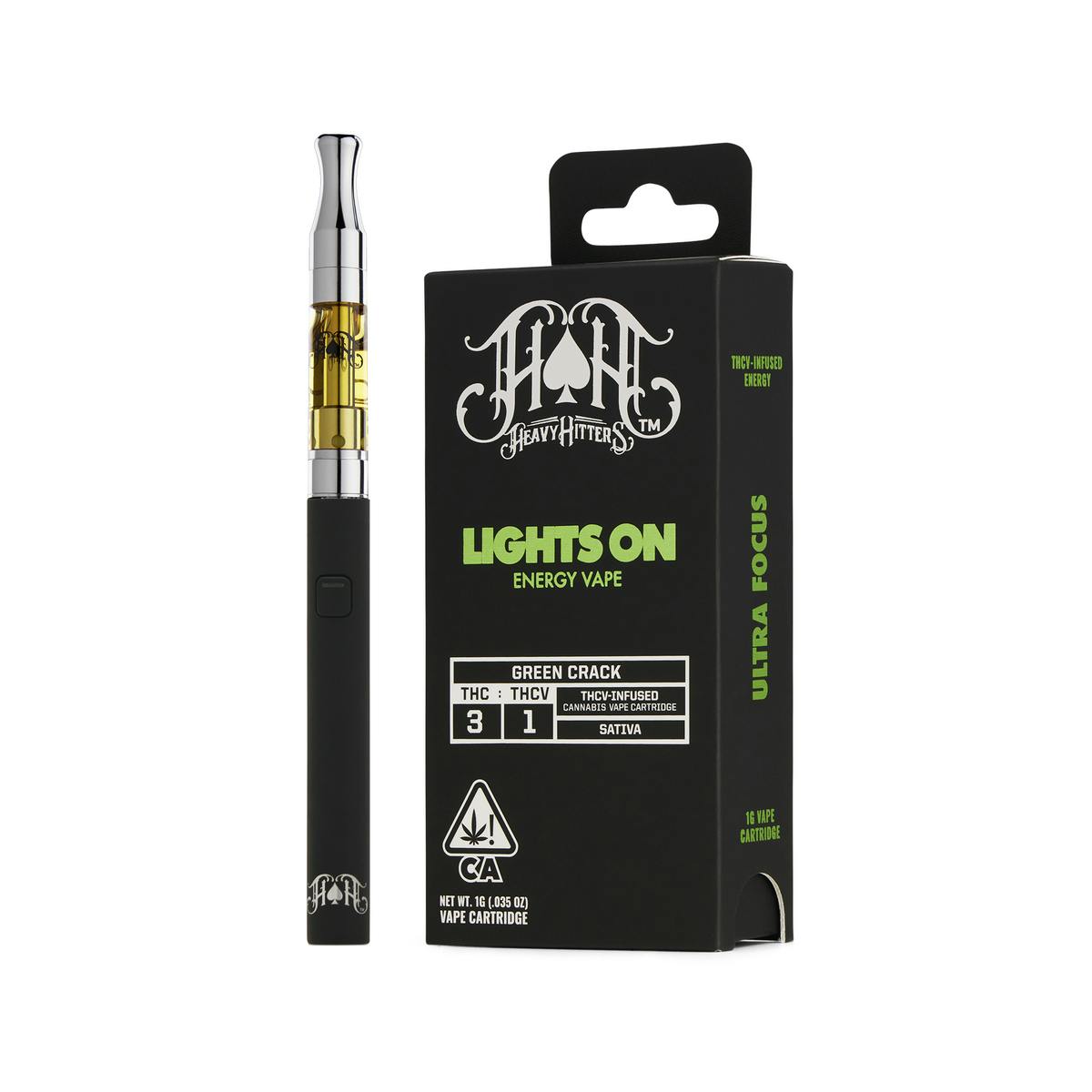 Green Crack | Sativa - Lights On THCV Energy - 1G Vape Cartridge