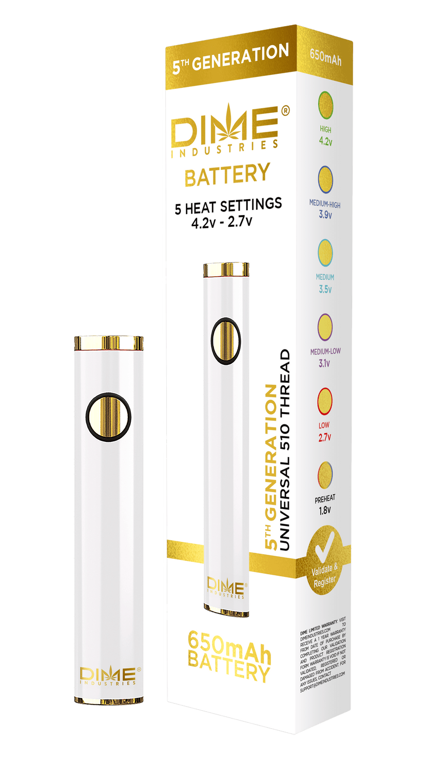 Dime Industries 5th Generation 510 Thread Battery - White (2023)