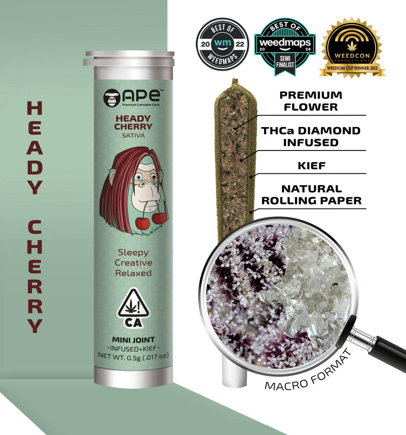 HEADY CHERRY — Mini Joint Infused + Kief (0.5g)