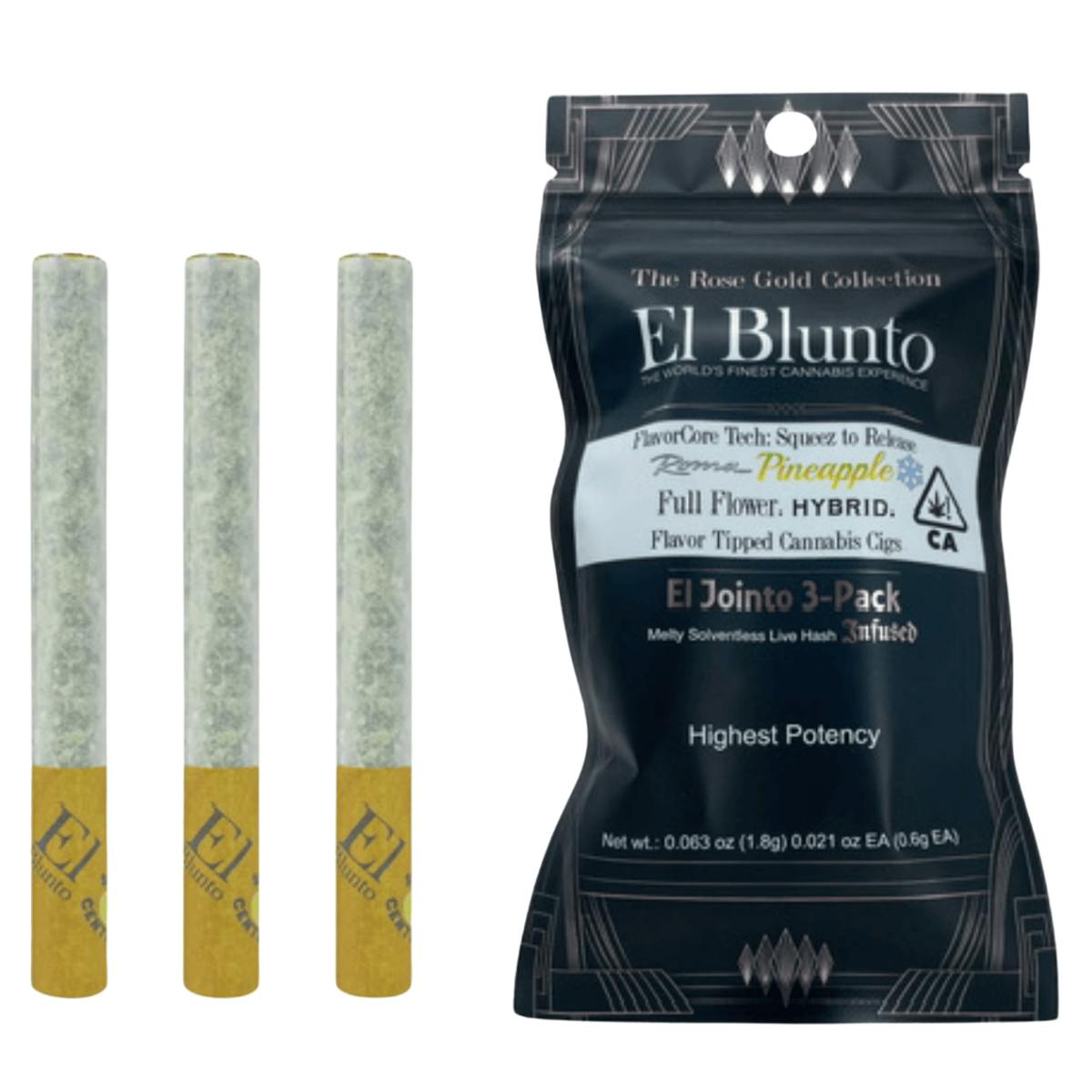 El Jointito FlavorCore - Roma Pineapple - Hash Infused - 3pk x .6g