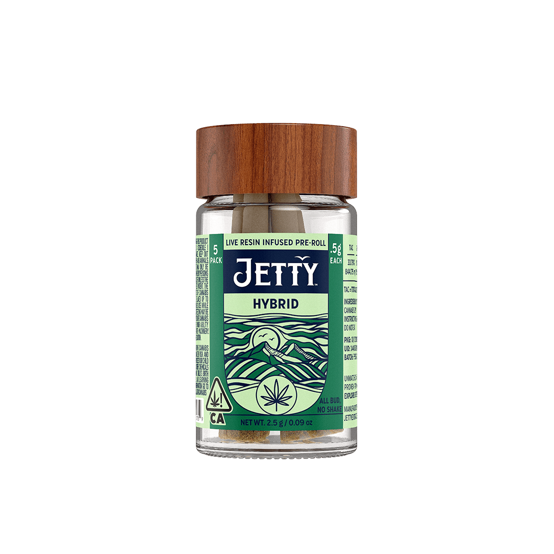 Jetty Pre-Roll Live Resin 5 Pack (2.5g) Cadillac Grapes x Garlic Popz